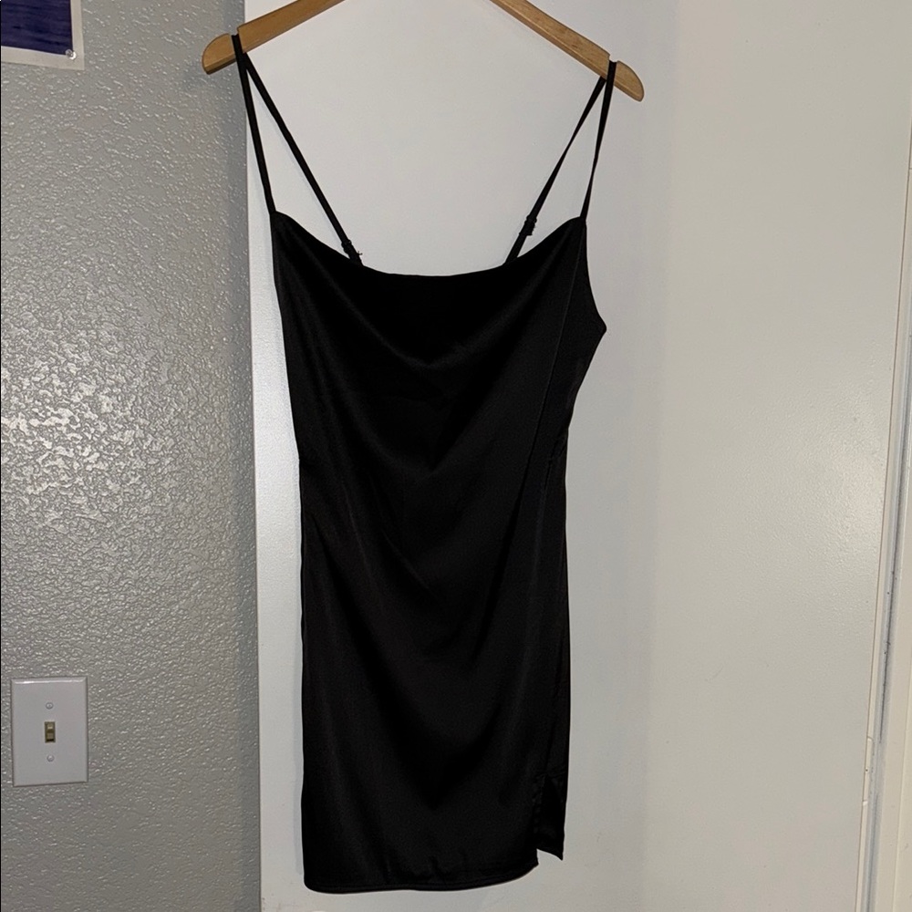 SHEIN- Silky Elegant Black Slip Dress